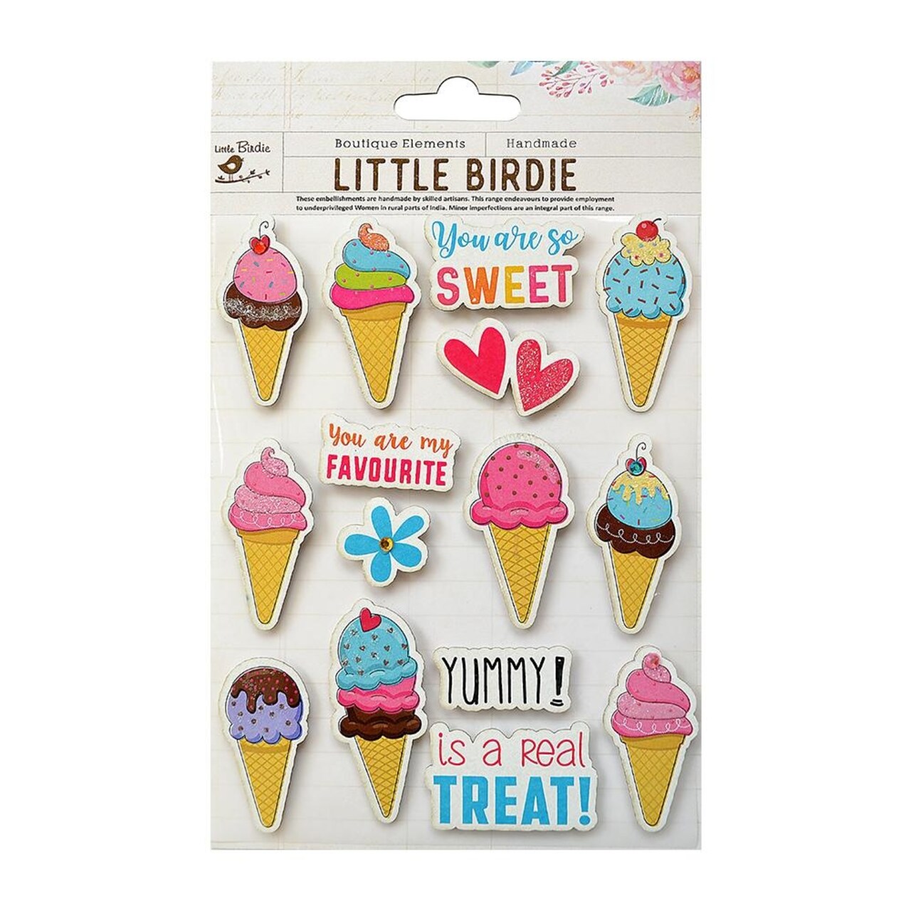 Little Birdie Ice-cream Treats Sticker 15/Pkg-Ice-cream Treats